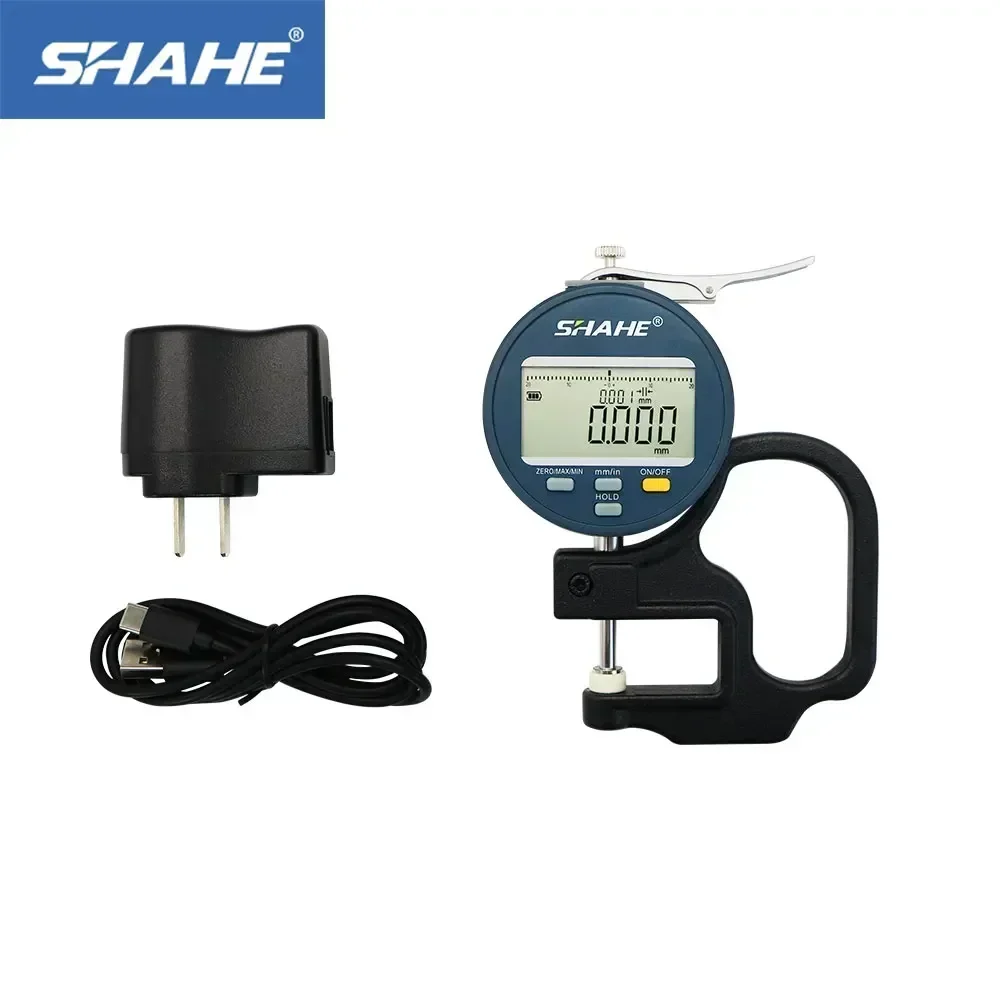 SHAHE New Type Rechargeable Battery Digital Thickness Gauge Range 0-10mm 0.001mm For Paper Leather Cloth Wire Measuring Tool