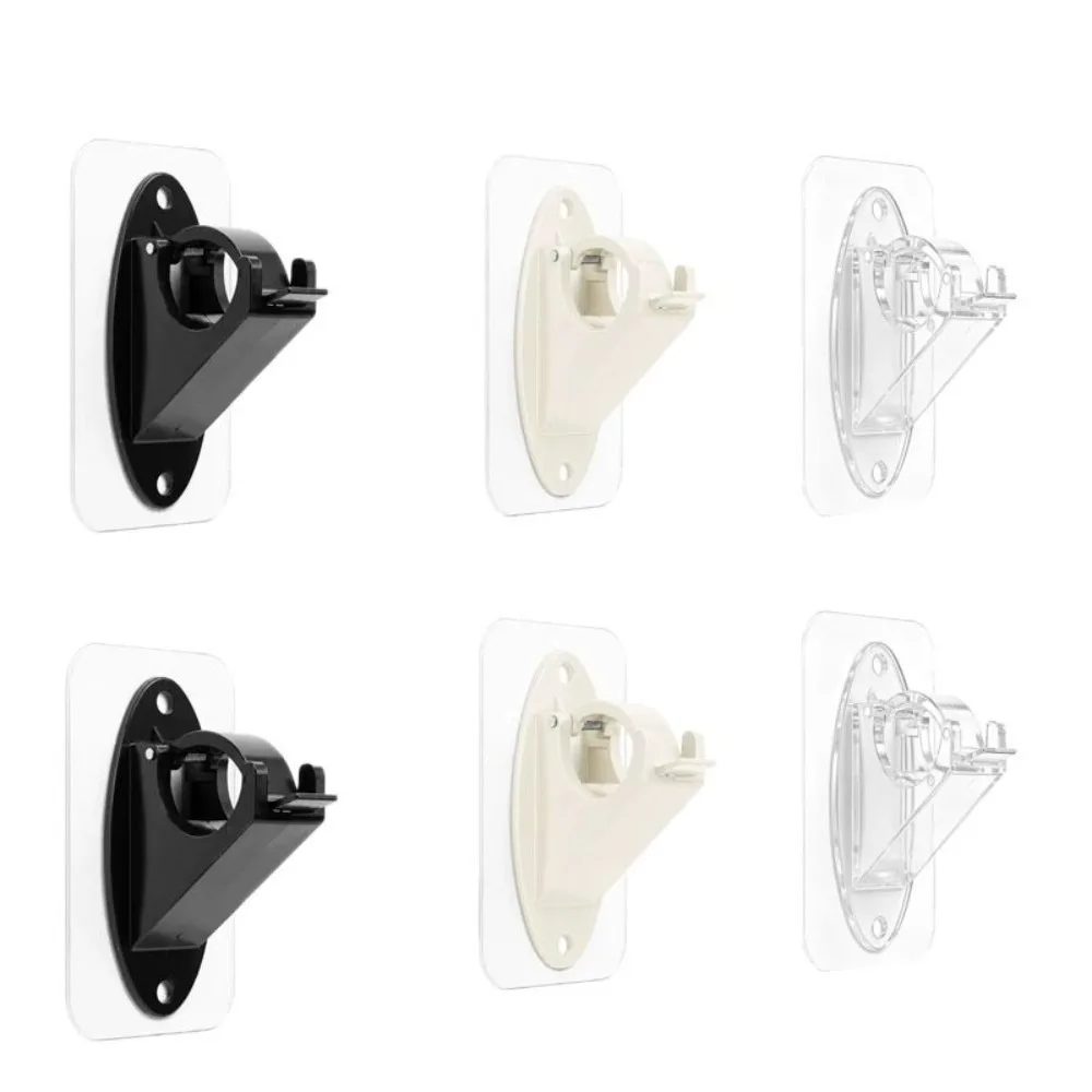 2pcs/set No Drill Curtain Rod Brackets Adhesive & Screw Dual Use Heavy Duty Curtain Support Hooks Curtain Rod Bracket