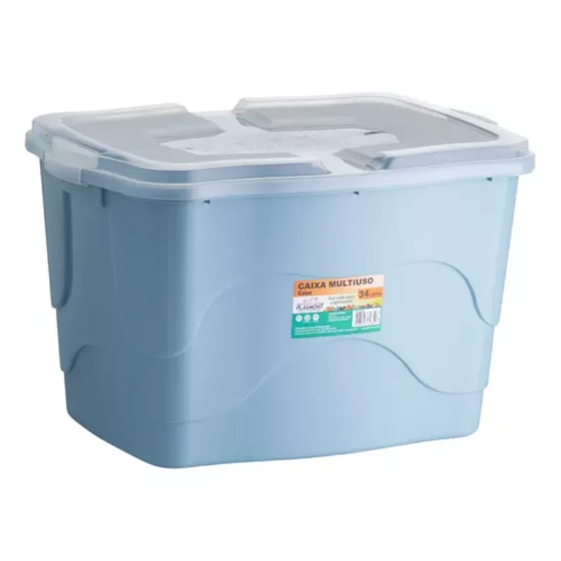 

3 Containers Organizadores 34l Multiuso C/capa Colors Boxes, Boxes and Baskets Decorative Boxes