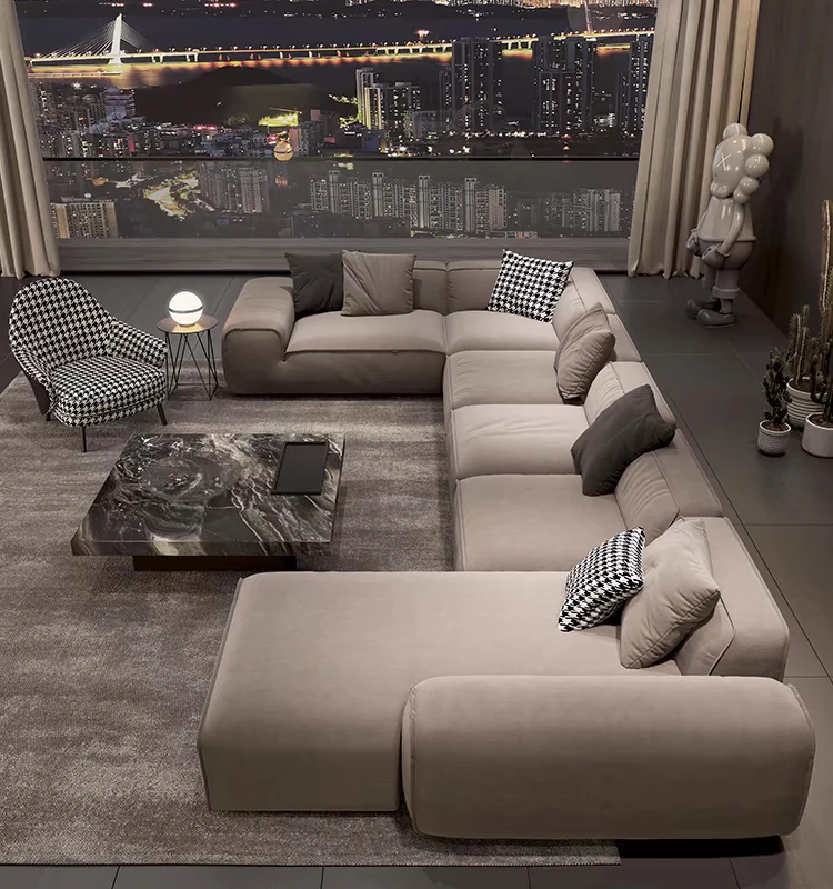 

xx-Nordic Modern Velvet Fabric Sofa Living Room Indoor Lounge Furniture Customized U Shape Sectional Sofas&