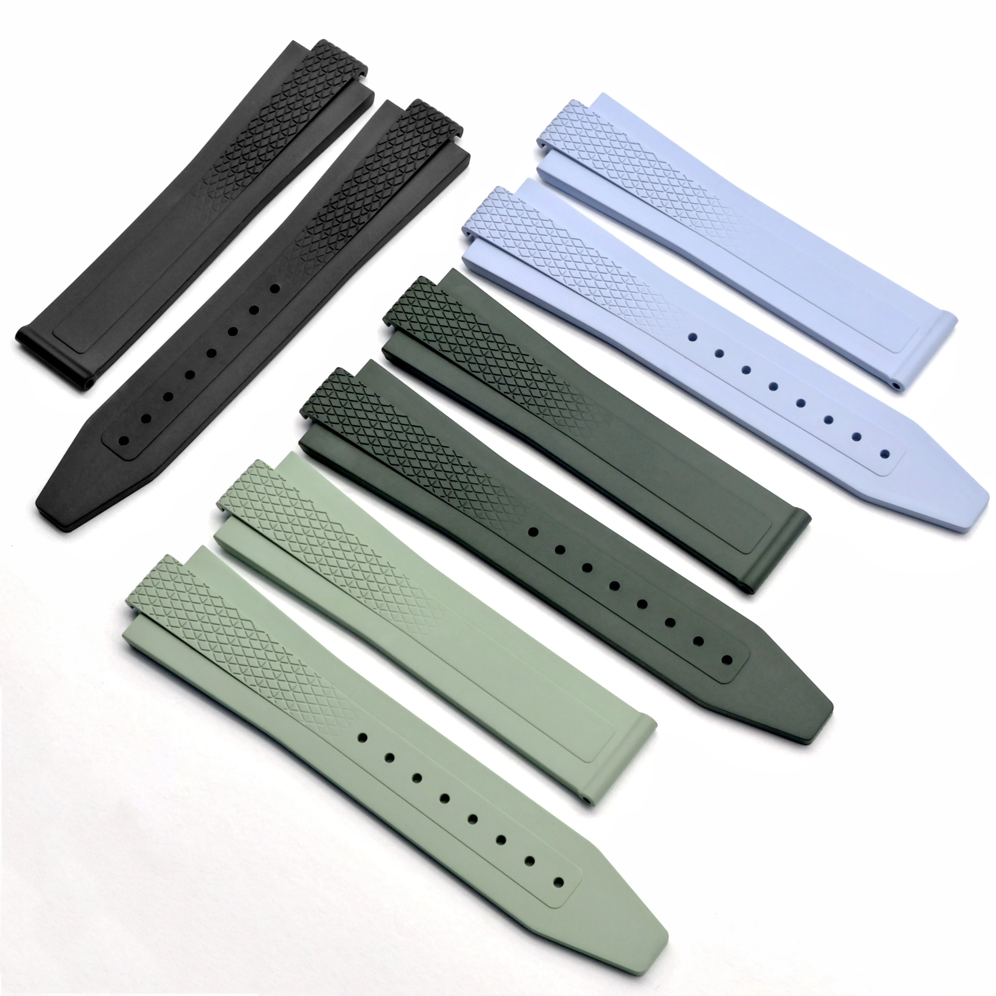 

FKM fluororubber watch strap suitable for Longines HydroConquest V.H.P. fashionable sporty waterproof 22mm rubber watch strap