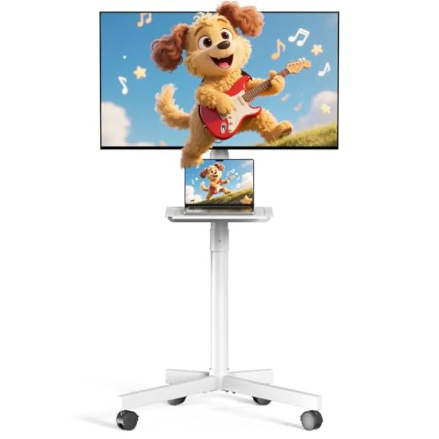 

Мобильная телевизионная тумба на колесах для ЖК- и LED-телевизоров с плоскими и изогнутыми экранами весом до 88 фунтов, регулируемая по высоте, портативная подставка для телевизора на колесах.