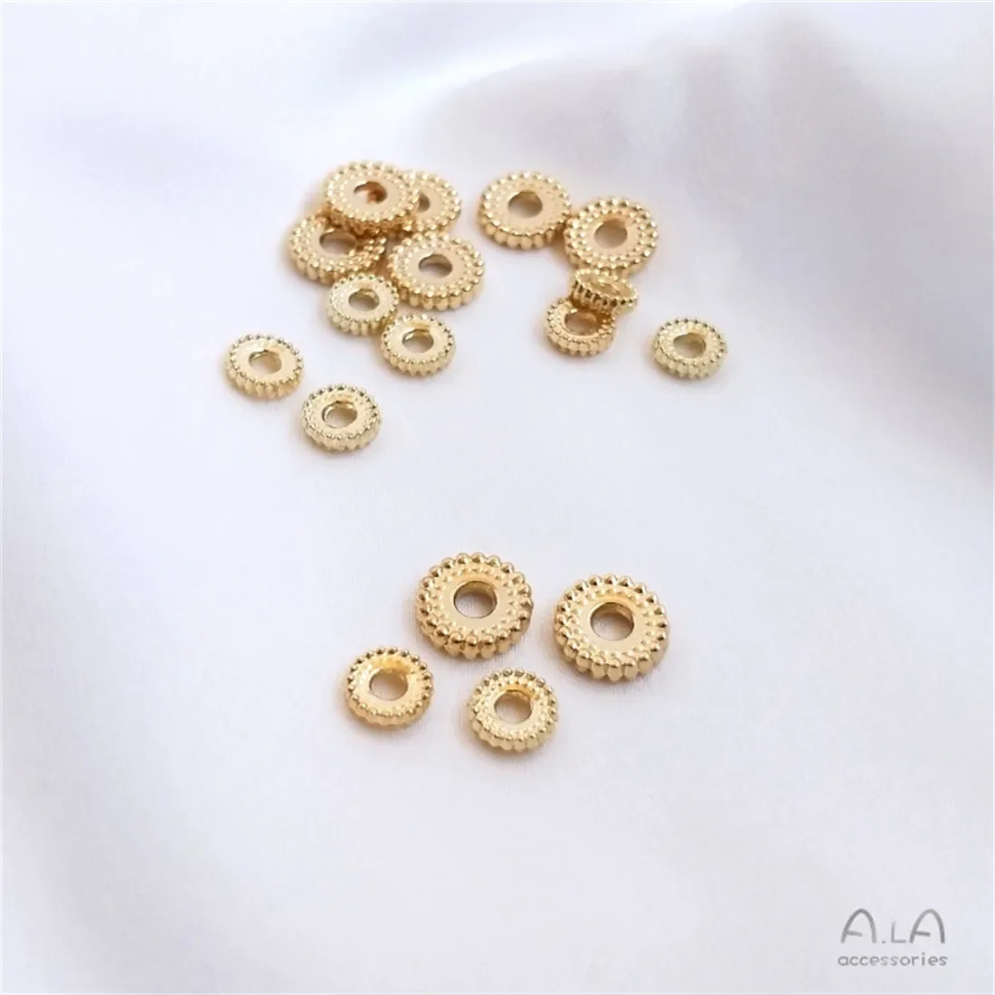 

2PCS 14K Gold-plated Round Wheel Bead Spacer, DIY Handmade Bracelet, Jewelry Materials, Twist-edged Accessories, C139