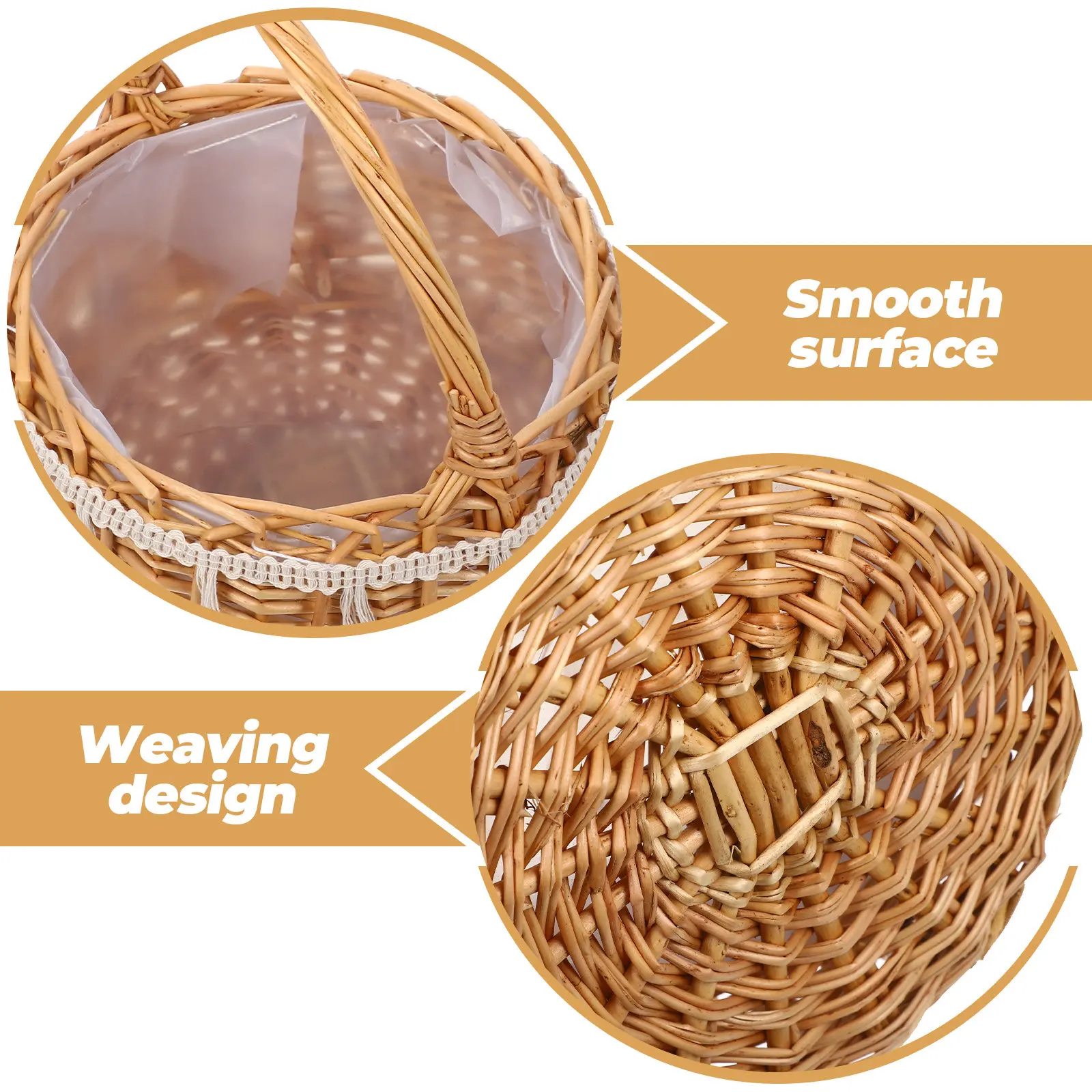 Bride Flower Basket – Woven Rustic Wedding Decoration, Portable Photography Prop for Bridal Shower & Elopement