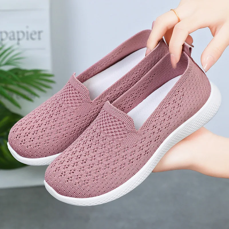 

2025 Children's Spring New Knitted Casual Single Shoes Soft soled Breathable Minimally Casual Flat Shoes Mom Shoes Women