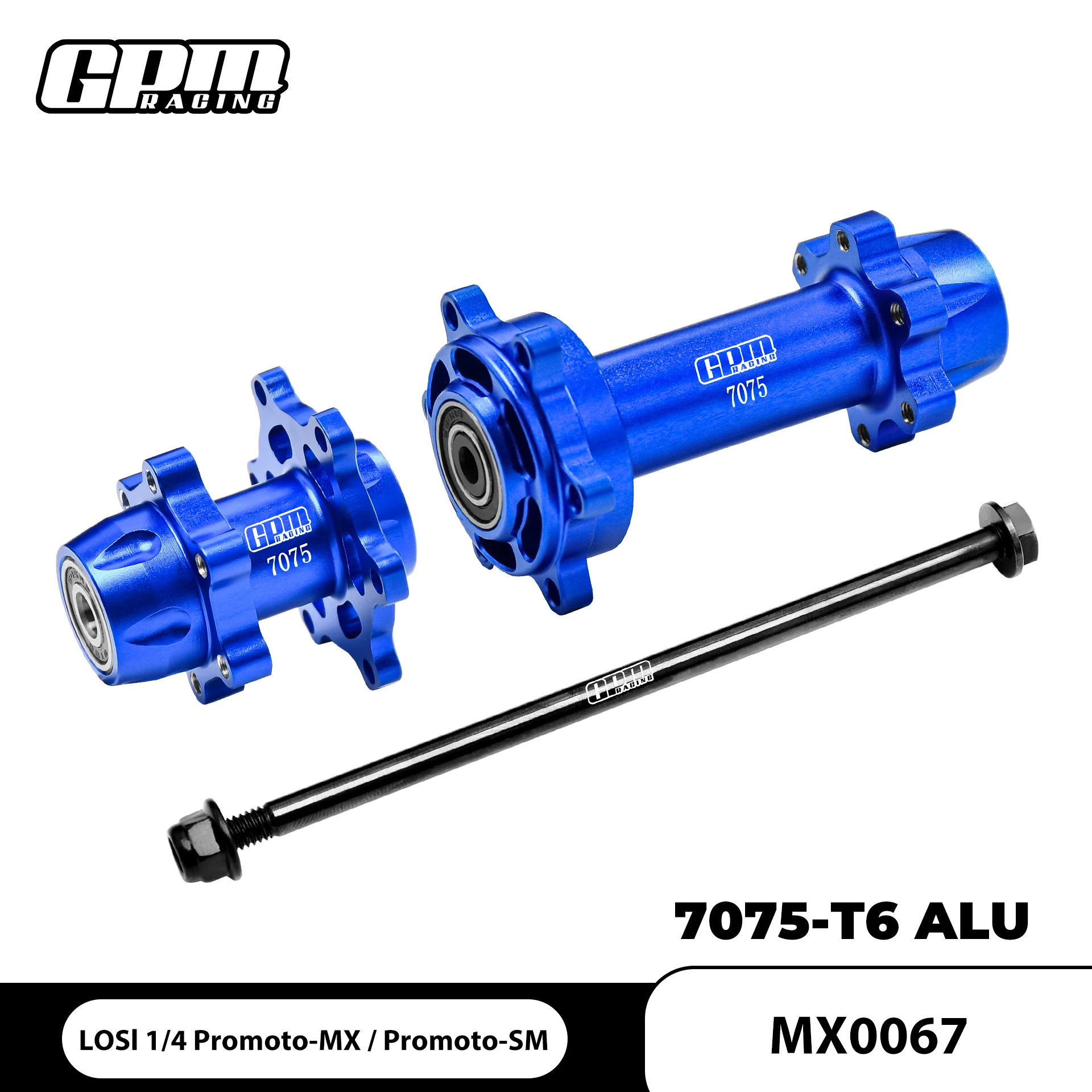 GPM Alloy 7075 Front & Rear Wheel Hub Hex (Larger Inner Bearings) For LOS06002 LOSI 1/4 Promoto MX SM Motorcycle
