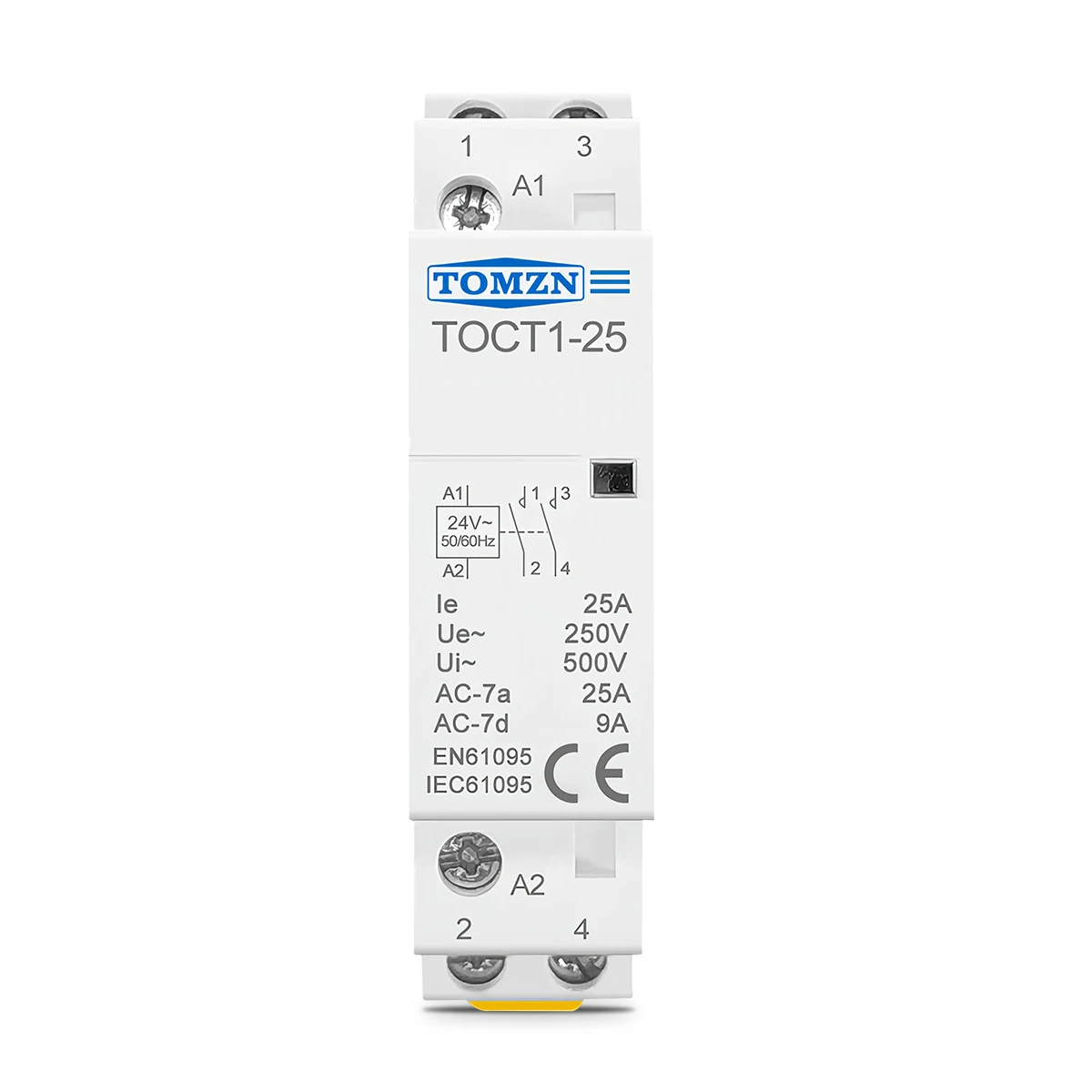 TOCT1 2P 25A 24V 50/60Hz DIN-Schiene Haushalts-AC-Modularschütz 2NO oder 1NO 1NC