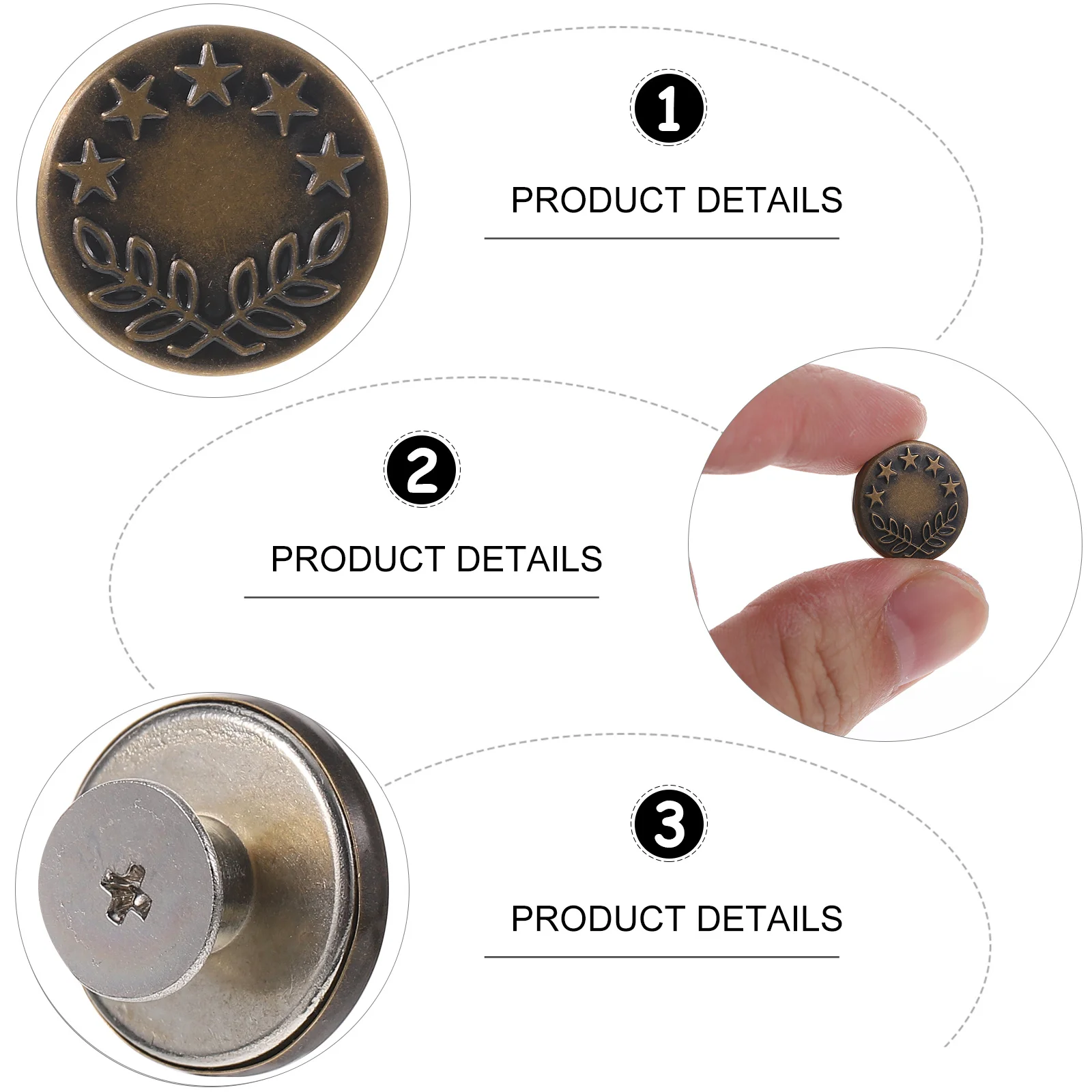 

20Pcs Alloy Jeans Buttons Detachable Snap Fasteners No Sew Pants Waist Buckle Replacement Durable Jean Button Jeans Buttons