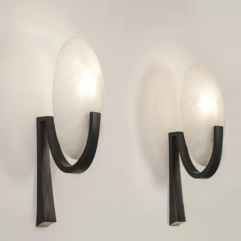 Background wall wall lamp, French aisle bedroom bedside marble wall lamp