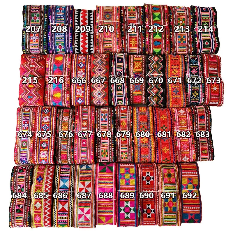 6.8m Jacquard Ribbon Ethnic Lace Trim Embroidered Woven Webbing Tape for Clothing Bag Sewing Fabric