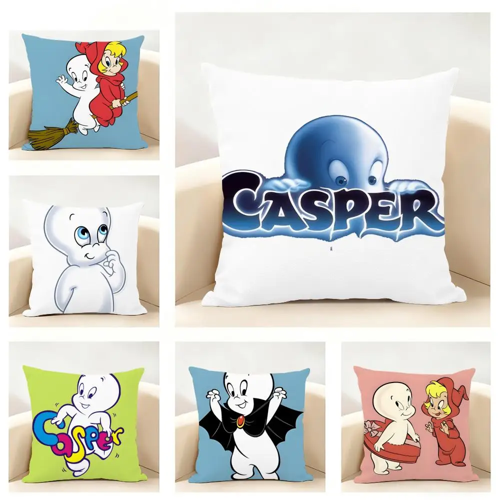 Casper-ly Casper - Funda de cojín con diseño de fantasma, bonita y minimalista, de lino suave, para sofá, cama, decoración del hogar