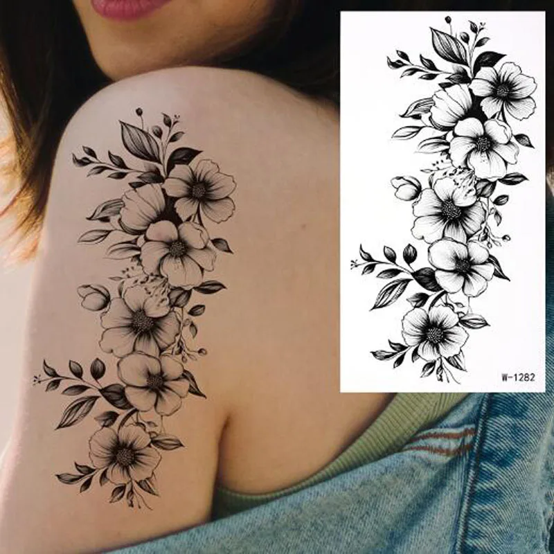 Tatuagem Temporária De Flores Falsas, Transferência De Água De Amor, Tatuagens Falsas, Mão, Braço, Peito, Arte Corporal, Adesivos, Maquiagem, Mulheres, Homens