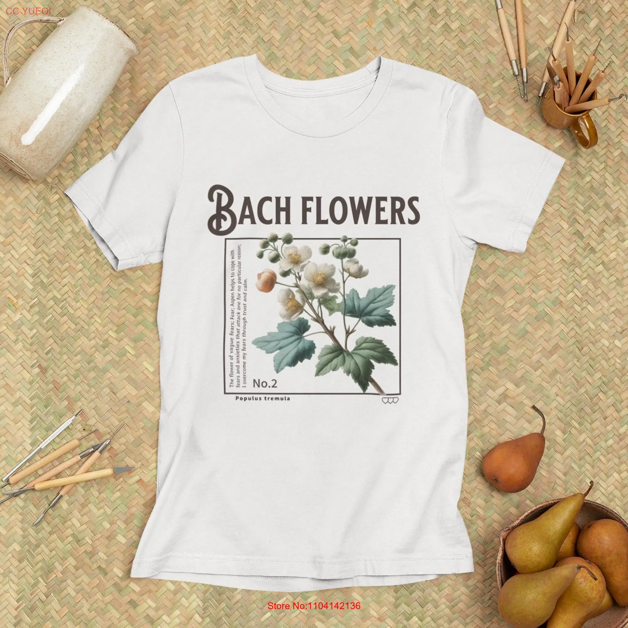 Flower T Shirt Bach Flowers Alternative Medicine Nature Vintage Design Aspen Birthday Medecinal Herbs