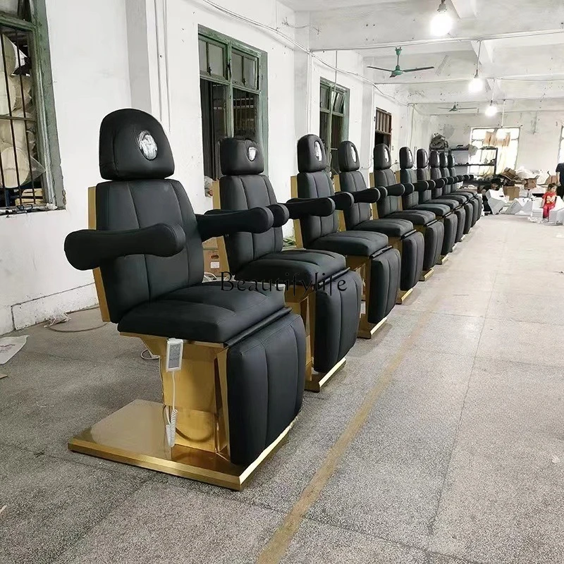 *سرير فحص الأسنان الكهربائي الذهبي عبر الحدود قابل للطي ومستحضرات التجميل والتطريز #4