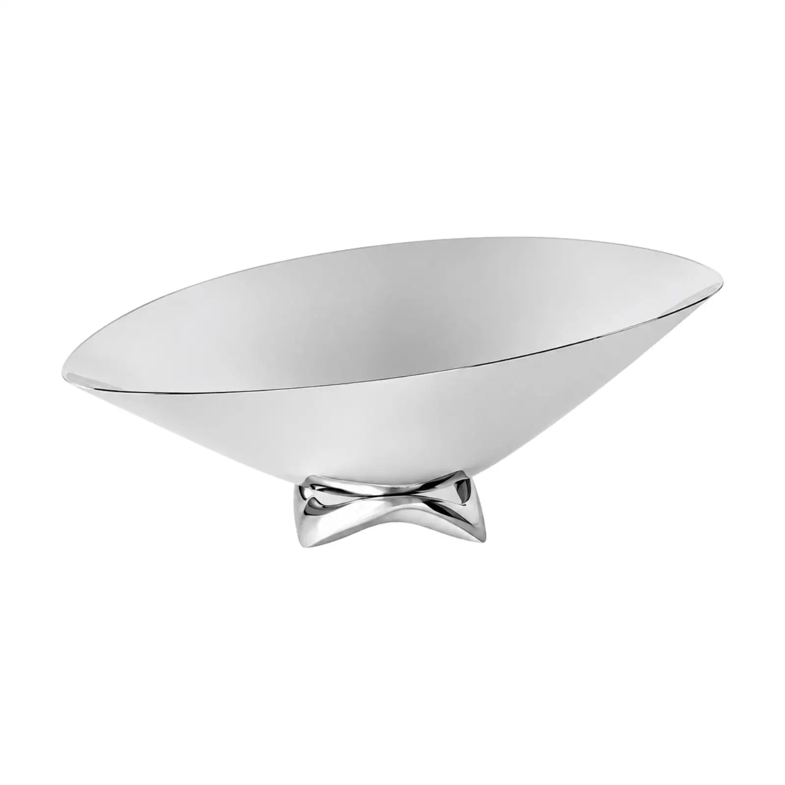 Oval Fruit Bowl with Pedestal Base Reflective 304 Stainless Steel Fruit Bowl Serving Dish Polished Finish Elevated