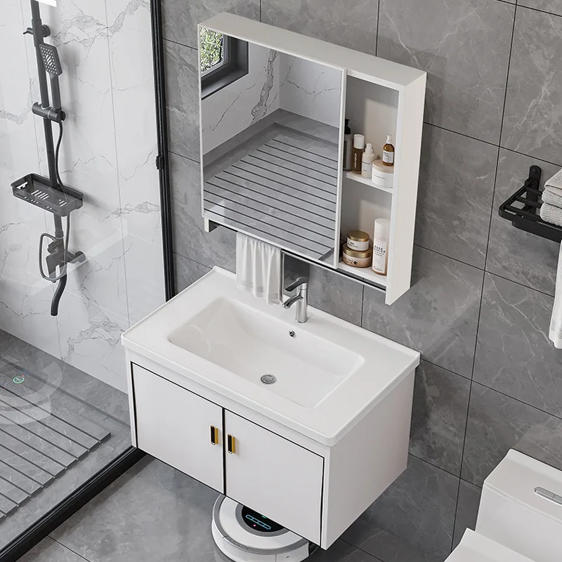 Gabinetes De baño De aluminio espacial, tocador moderno, decoración De salón, gabinetes De baño, almacenamiento, muebles para el hogar, Gabinete De Baño Lsysg