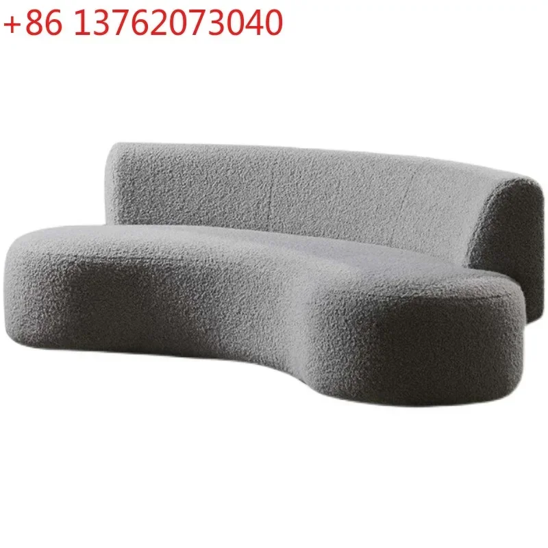 Nordic fabric sofa studio three-person curved sofa imitation cashmere