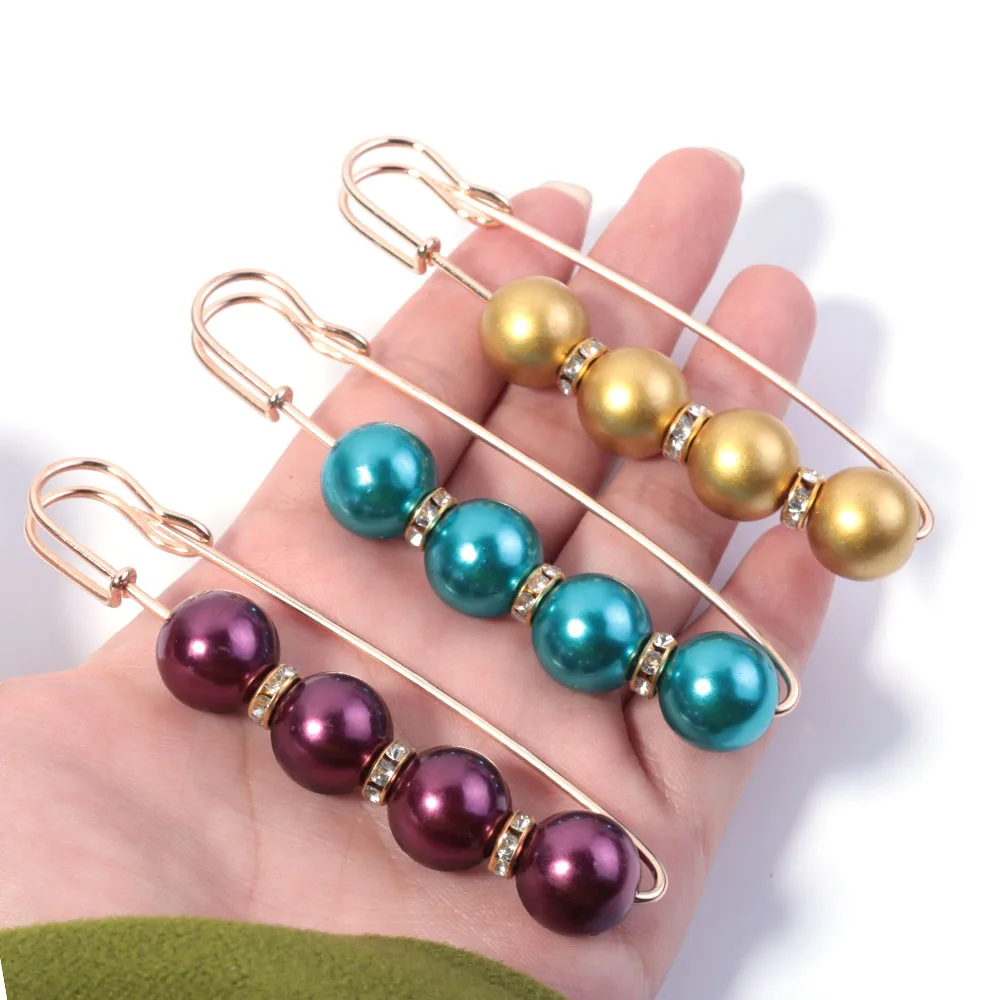 

5PCS Imitation Pearl Pin Brooch For Clothing Dress Fixed Safety Pin Woman Brooch Accessory Pants Decoration Pearl Jewelry Clip