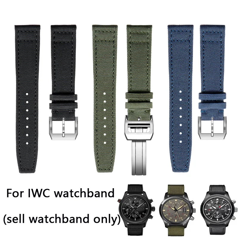 

canvas watchband for IWC PILOT Portugal Fabric watch strap 20mm 21mm 22mm bracelet black armygreen blue cowhide wrist belt strap