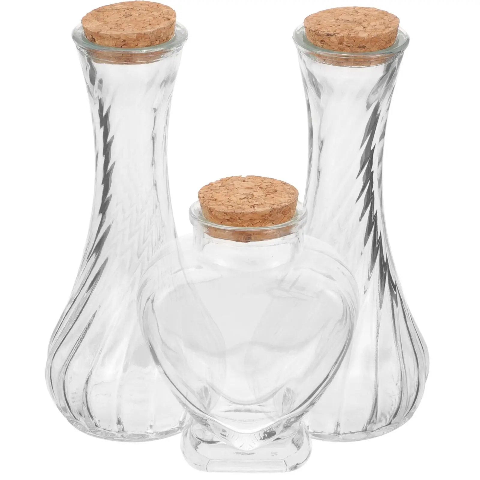3 Pcs Sand Ceremony Bottle Set Transparent Landscape Glass Vases Jars Heart Shaped Glasses Containers Wishing Bottles Adornment