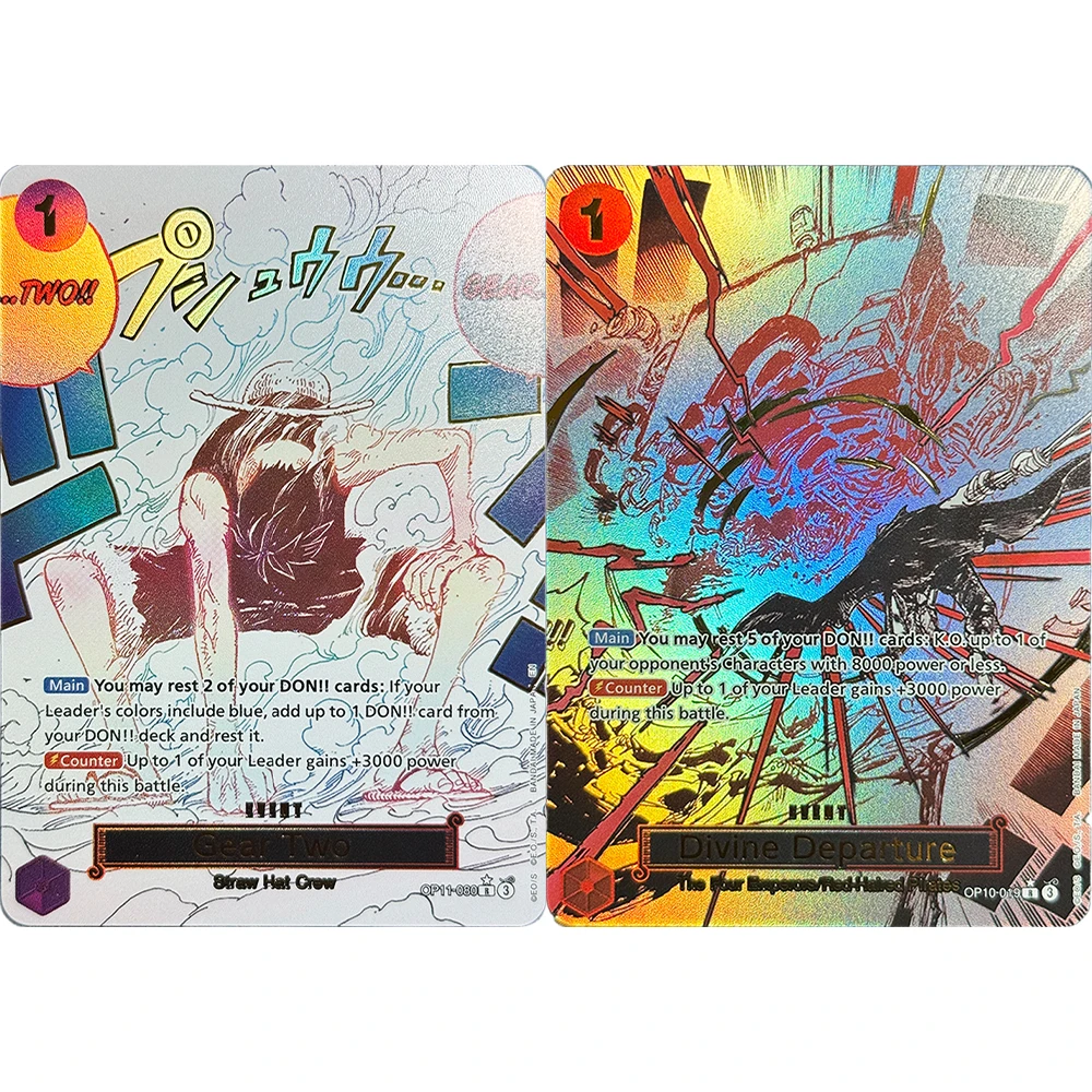 One Piece Divine Departure OP10-019 Royal Blood OP11-080 Gear Two  Two Alt Art EN Fist Of Divine Speed BEVENT Gold Anime Cards