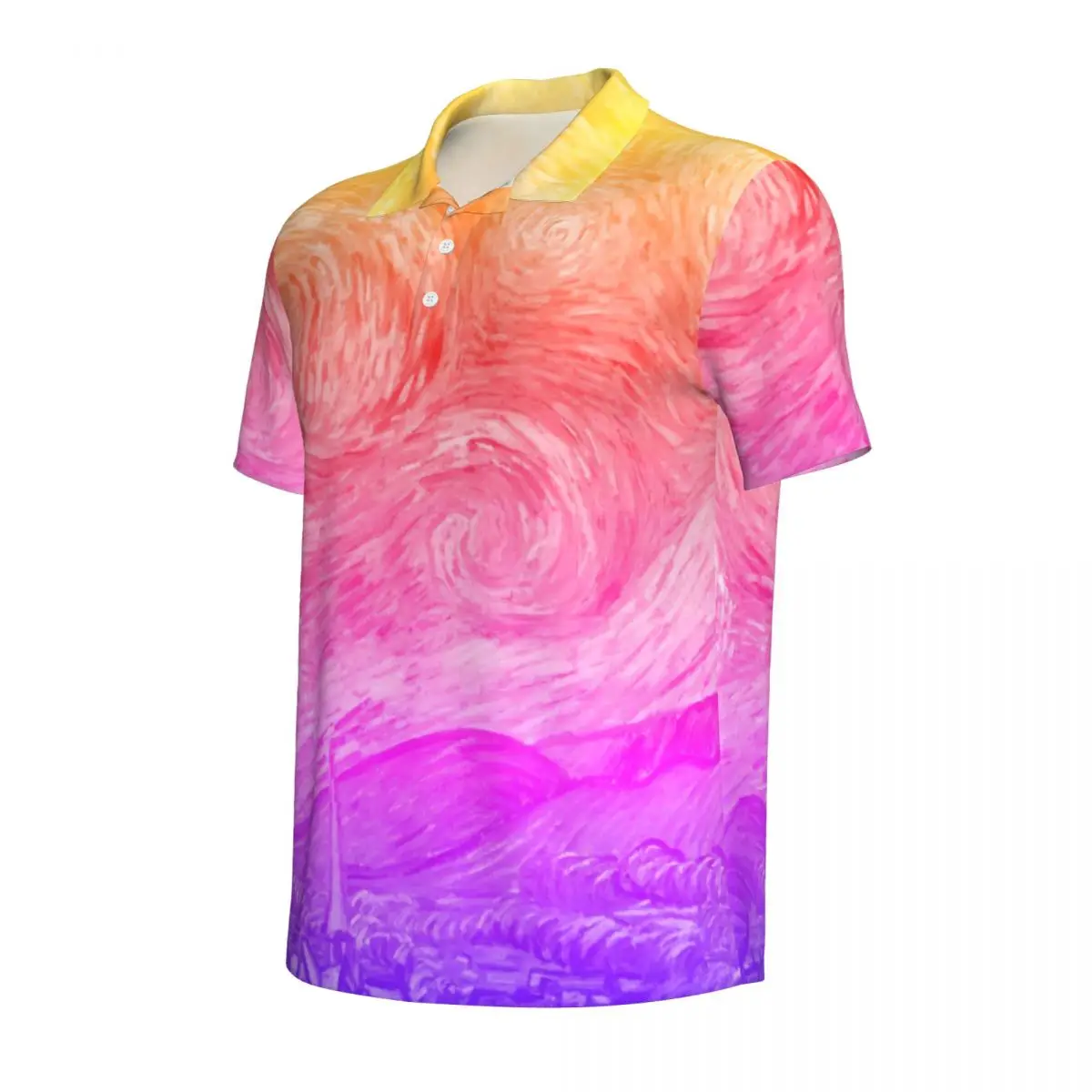 The Starry Night Casual T-Shirts Abstract Ombre Print Polo Shirt Turn-Down Collar Shirt Summer Man Design Plus Size 4XL Clothes