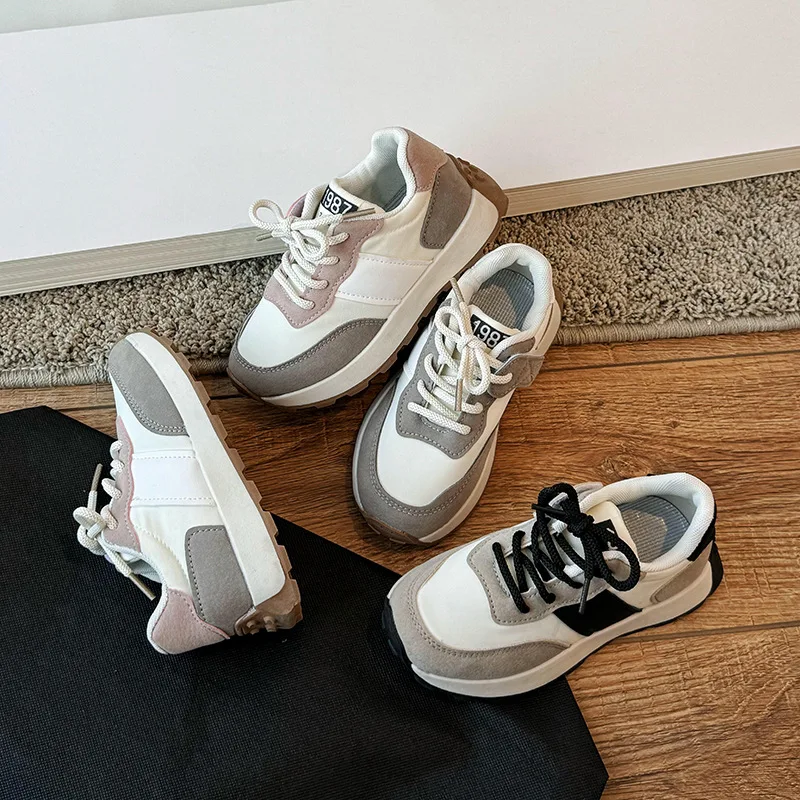 New Sneakers for Children Boys Platform Casual Sports Running Shoes Girls Students Stitching Upper Fashion Chunky Sneaker
