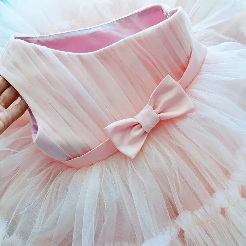 Baby Girls Birthday Dress For 1 2 Year Newborn Baptism Pink Clothes Toddler Kid One Shoulder Elegant Christening Party Tutu Gown