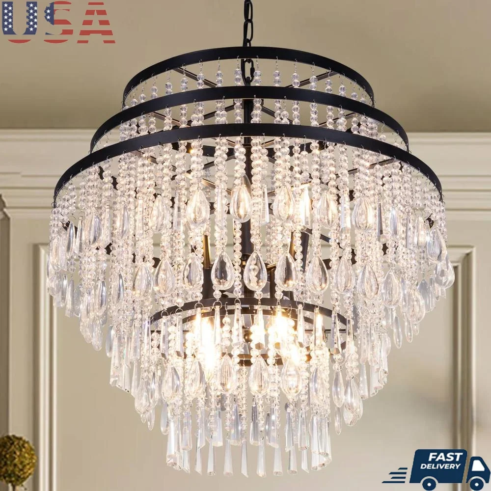 Luxury 8-Light Crystal Chandelier Dining Room Bedroom Living Room Easy Installation & Maintenance Versatile Lighting Options