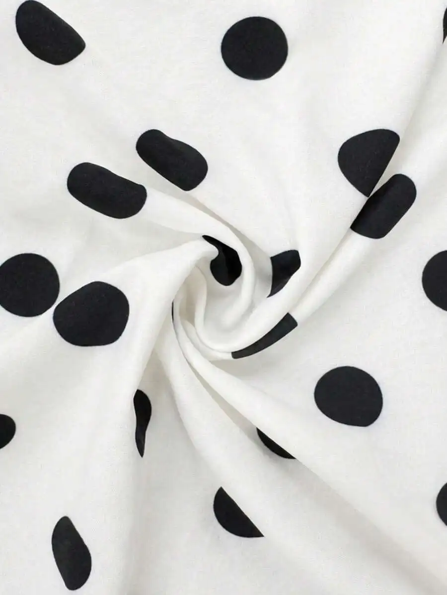 

Womens Polka Dot Woven Dress With Puff Hem And Twist Front Design