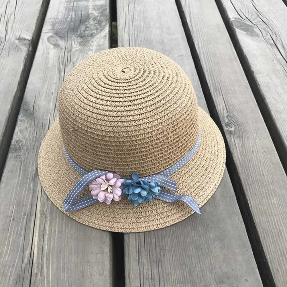 

Beach Hat Set Little Bucket Hats for Kids Bonnets Straw Bag Girls Accessories to Weave