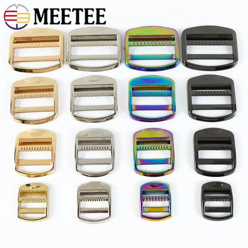 Meetee 2/4Pcs 19/25/32/38/50mm Metal Tri Glide Buckle Bag Strap Adjuster Hook Webbing Backpack Belt Clasp Hardware Accessories