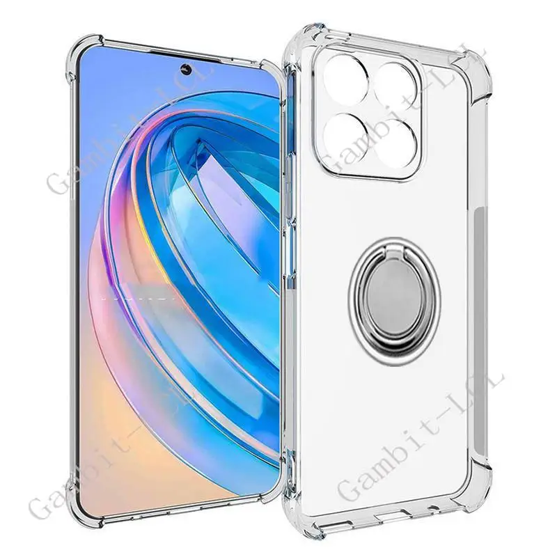 For Honor X8b X8a 4G LLY-LX1 LLY-LX2 CRT-LX1 CRT-LX2 Back Ring Holder Bracket Phone Case Soft Silicone TPU Original Shockproof