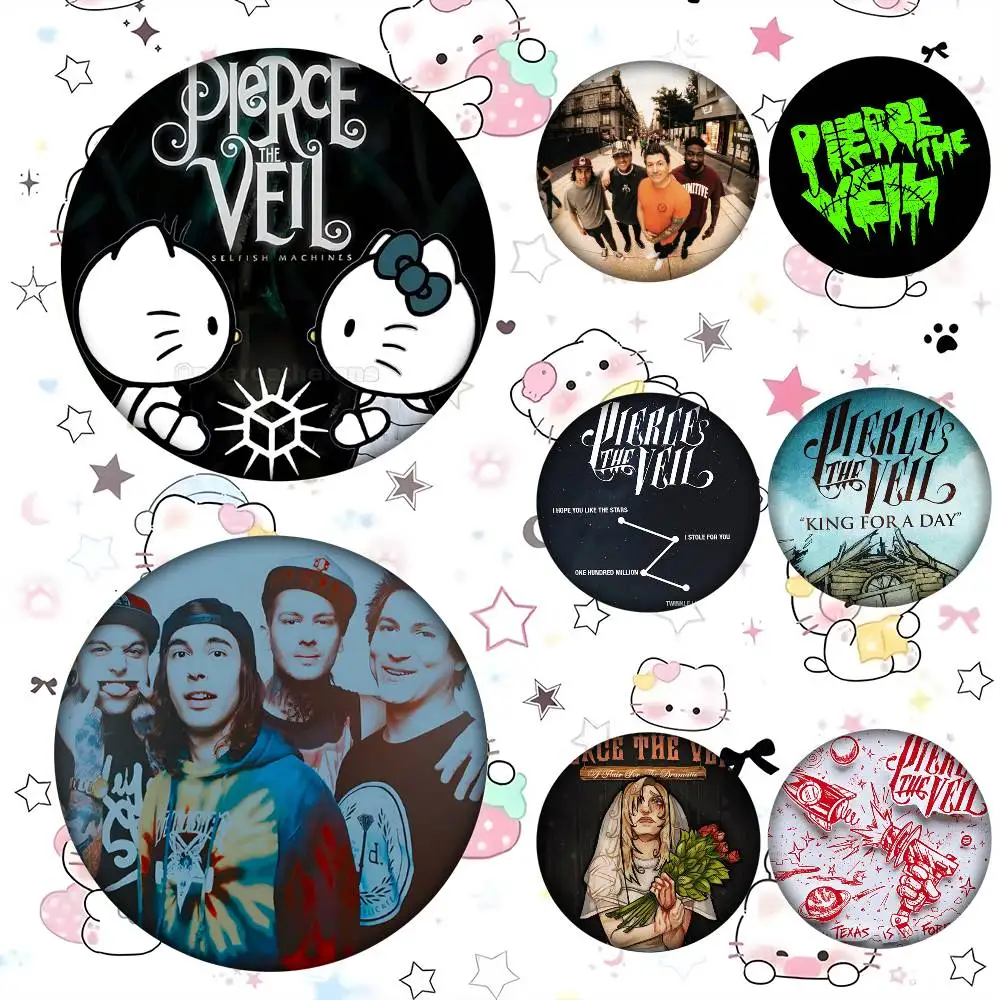 Broche de Esmalte Redondo con Diseño de Dibujos Animados de la Banda de Pop Rock Pierce The Veil, para Decoración de Mochilas y Accesorios