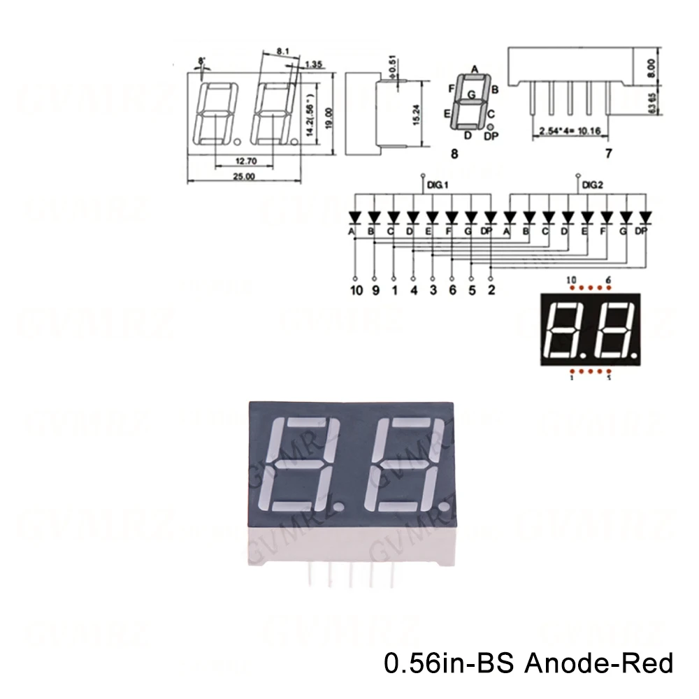 2PCS/5PCS 0.56inch Digital tube Common AnodeCathode Red 2 3 4 Bit digital Tube LED Display 7 segment 3 4