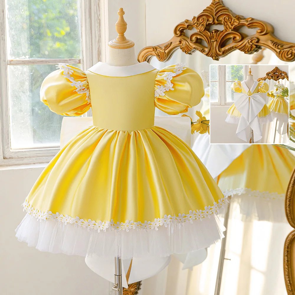 Sommerkleider mit großer Schleife für Mädchen, elegante Kleider für Hochzeiten, Brautjungfern, Geburtstage, Prinzessinnen-Ballkleider, Taufkleider, Abschlussfeier- und Abendkleider.