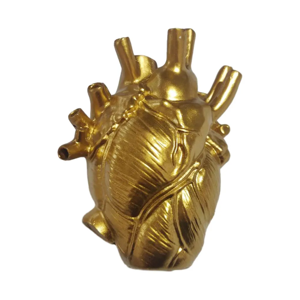 Anatomical Heart Vase Resin Statue Flower Pot Ornament White 15x10.5x21CM
