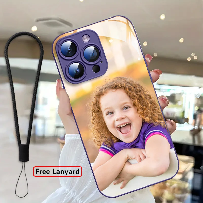 DIY Custom for iPhone 17 16 15 14 13 12 Pro Max Plus Personal Photo Custom Watercolor Tempered Glass Case Premium Protective Cov view 3