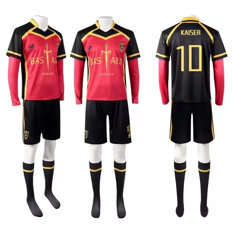 Anime Blue Lock Kaiser Cosplay Costumes Bastard Munchen Team Football Jersey Soccer Jersey #10 Kaiser Football Uniform Mens Set