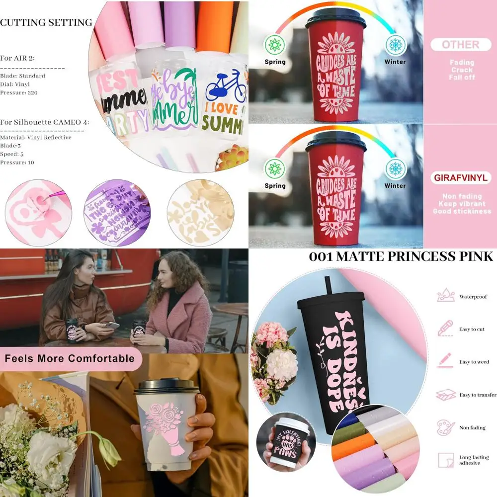 

001 Винил, розовый перманентный виниловый рулон 12 дюймов X 8 футов, водонепроницаемый - устойчивый к выцветанию матовый клейкий винил для рукоделия для домашнего декора своими руками, креативный знак