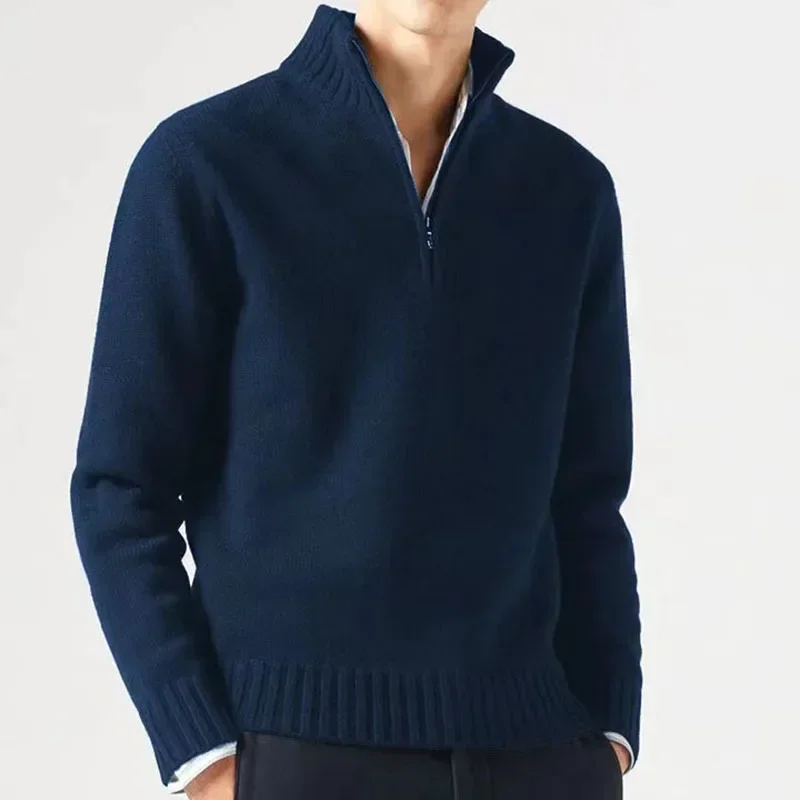 Mens Winter Casual Daily Warm Coats Turtlenecks Half Zipper Sweaters Knitwear Spring Pullovers Solid Long Sleeved Tops for Male