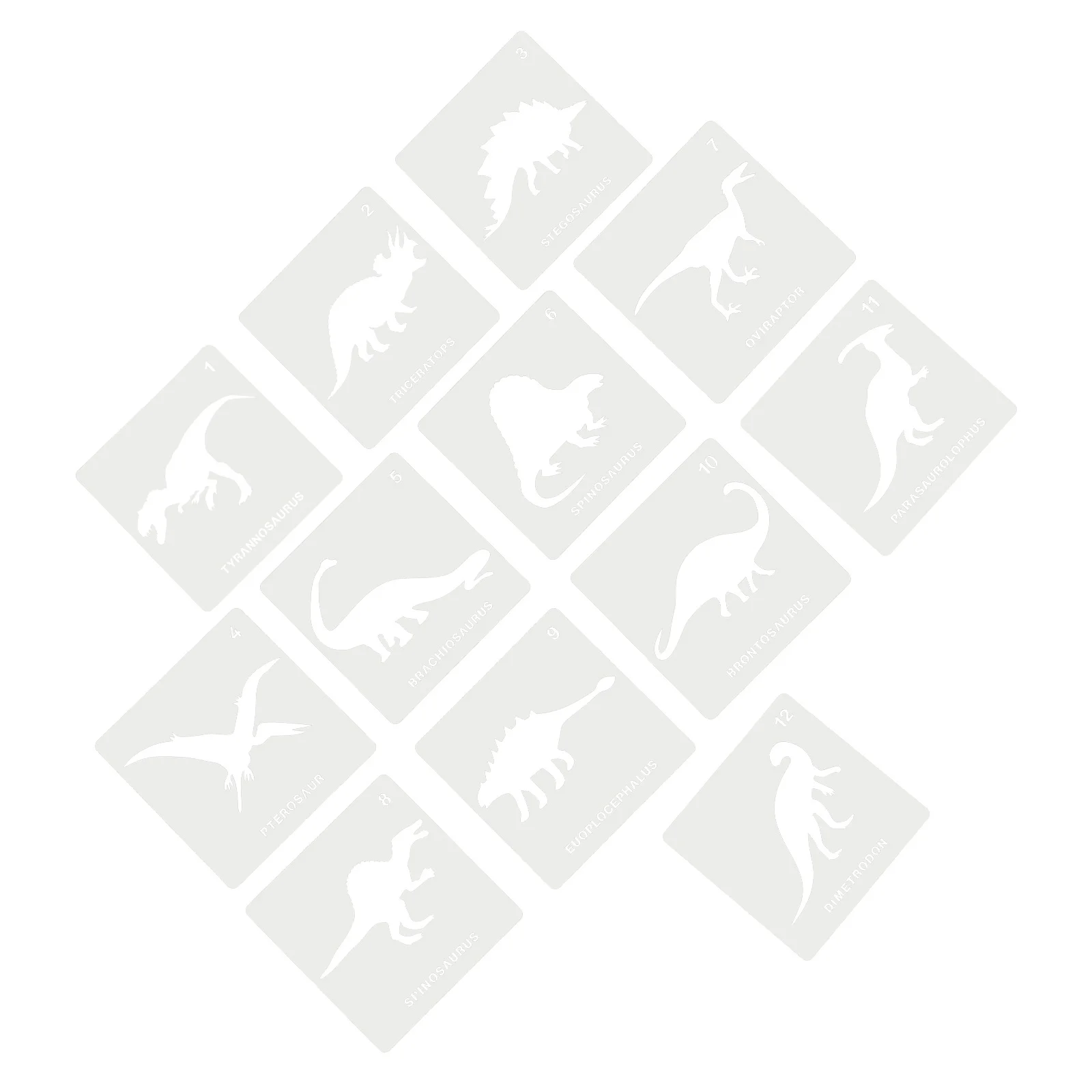 12Pcs Dinosaur Painting Wall Stencils Hollow Templates for DIY Creative Drawing Reusable Art Decor Tools DIY Painting Template