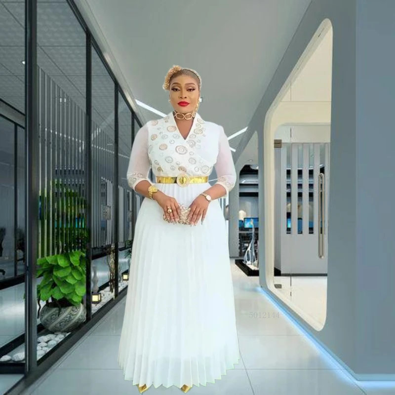 2025 New Fashion Dashiki Ankara Abito da sera da sposa Elegante Turchia Musulmano Maxi DrePlus Size Abiti da festa africani per le donne