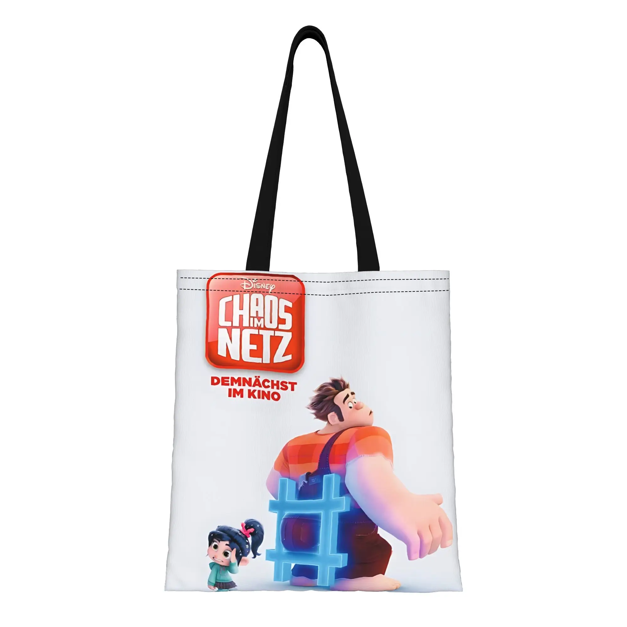 

1PC Large Capacity Big Friendly Giant Wreck-It Ralph Hero Canvas Tote Bag Foldable Chic Pattern No Closed Design