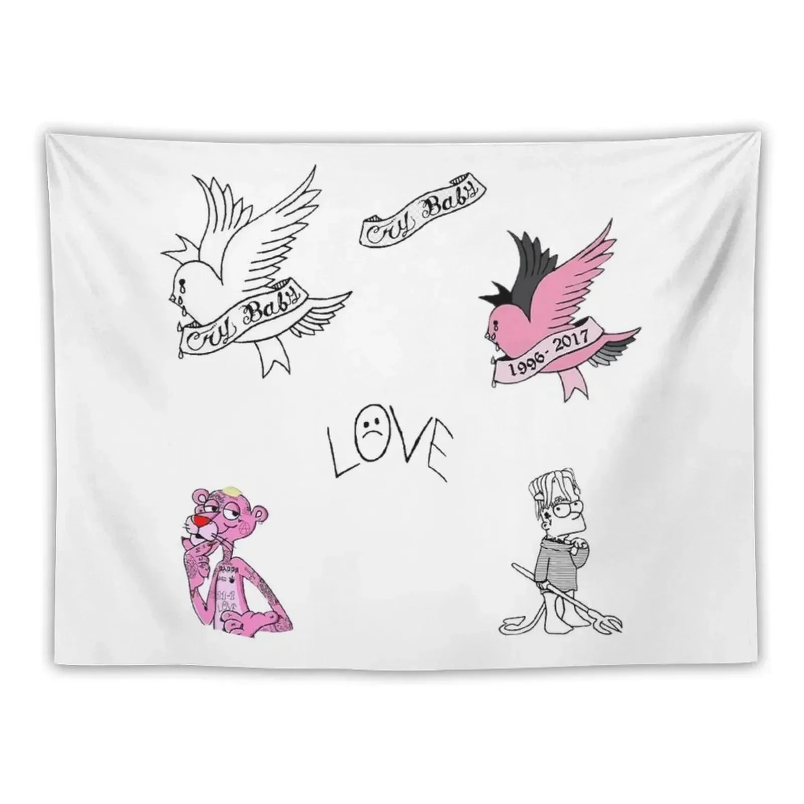 Lil Peep Tattoo Pack Compilation Design #3 Tapestry Room Design Home Supplies Decoration For Rooms House Decor Tapestry