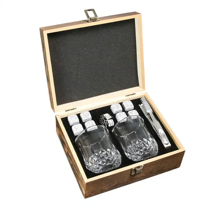 

Устойчивый роскошный набор аксессуаров для хрустального бара из 13 предметов включает в себя стаканы для виски, гранитные кубики, камни для деловых подарков