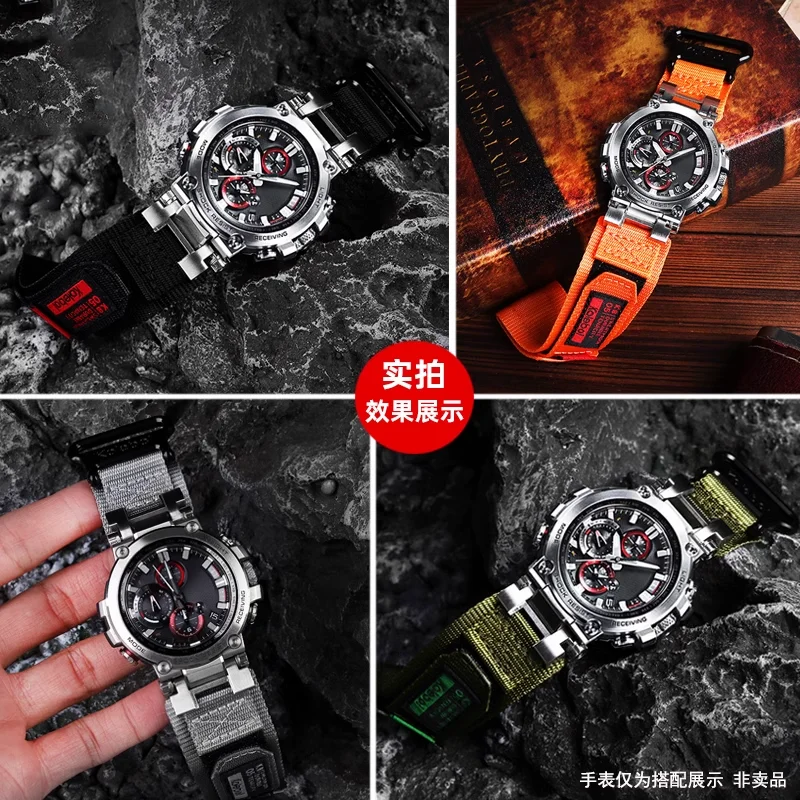 For Casio G-Shock 5544 MTG-B1000 Modified MTGB1000 Men Bracelet Nylon Canvas Watch band Outdoor Sports Watch Strap Loop buckle