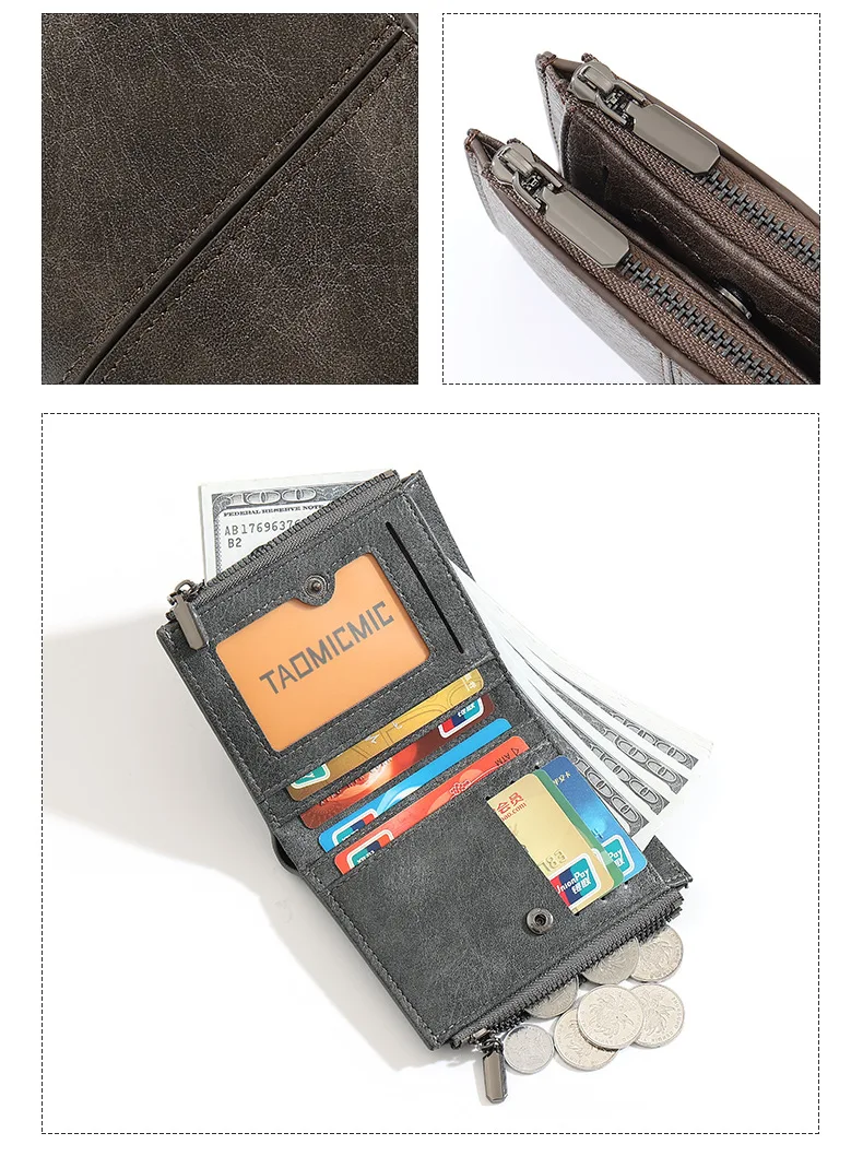 الرجال محفظة جلدية قصيرة التصميم الإبداعي أزياء عارضة طوي سستة حامل بطاقة الأعمال بالجملة