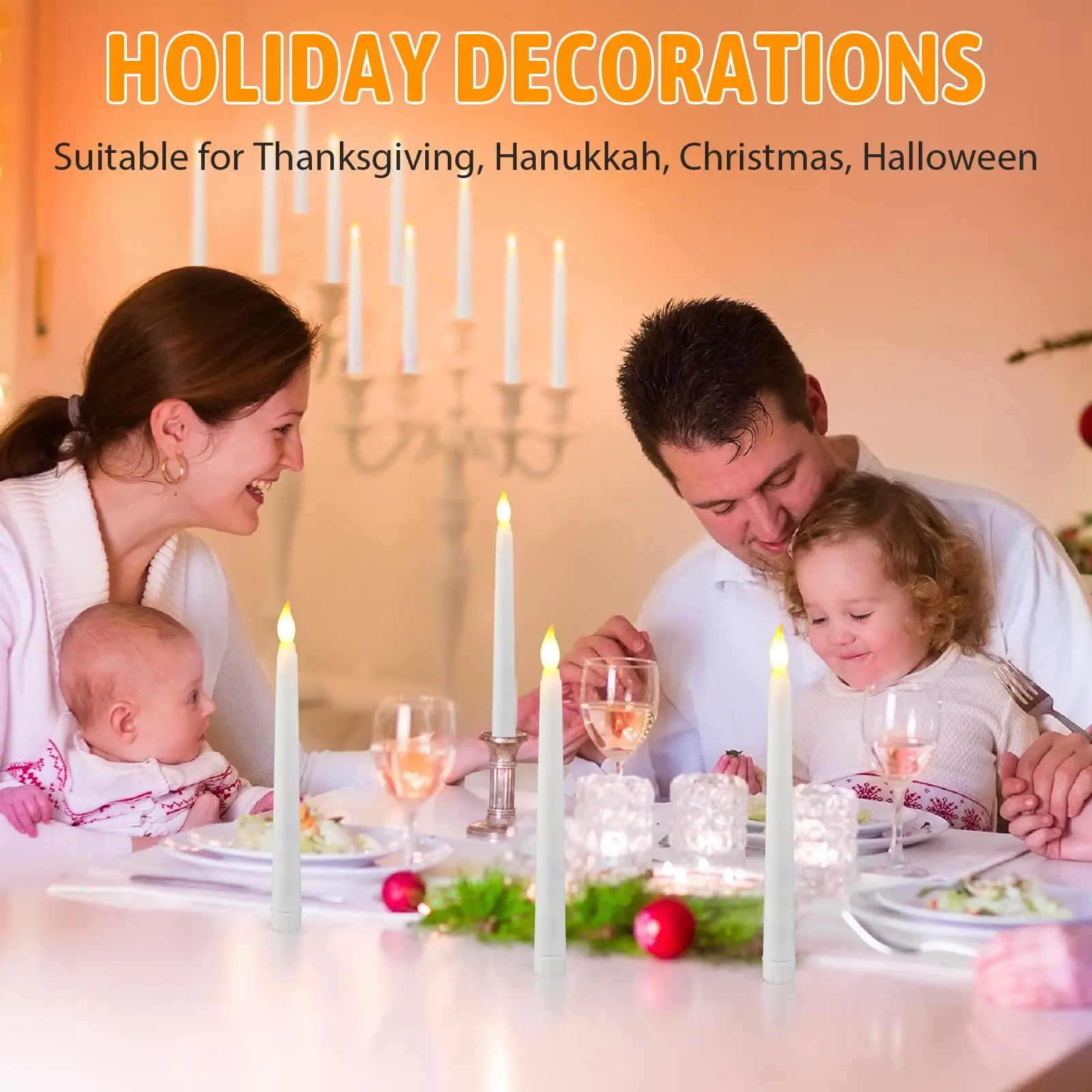 6-120 قطعة شموع مستدقة عديمة اللهب Led شموع وامضة مع جهاز تحكم عن بعد ومؤقت لتزيين كنيسة الزفاف والهالوين