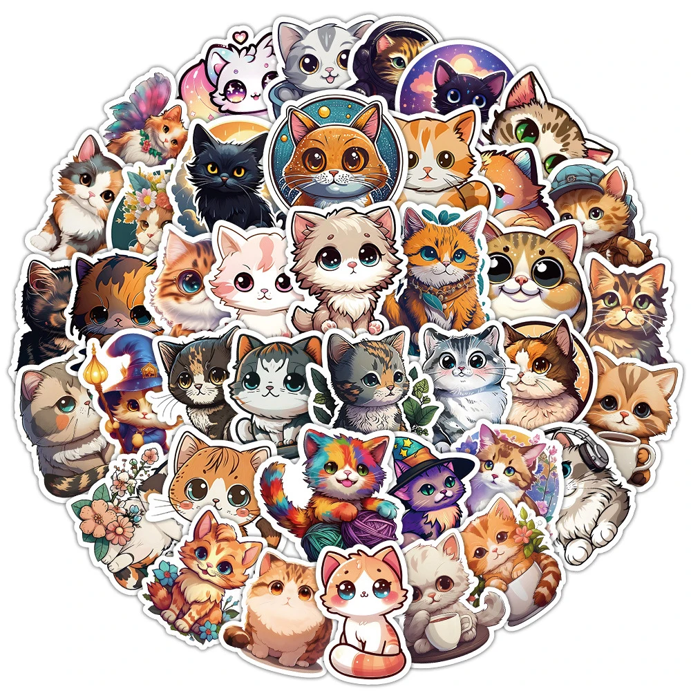 10/30/53pcs Cute Cartoon Cat Graffiti Stickers Decals Laptop Phone Suitcase Diary Decoration Stationery Sticker for Kids Toys